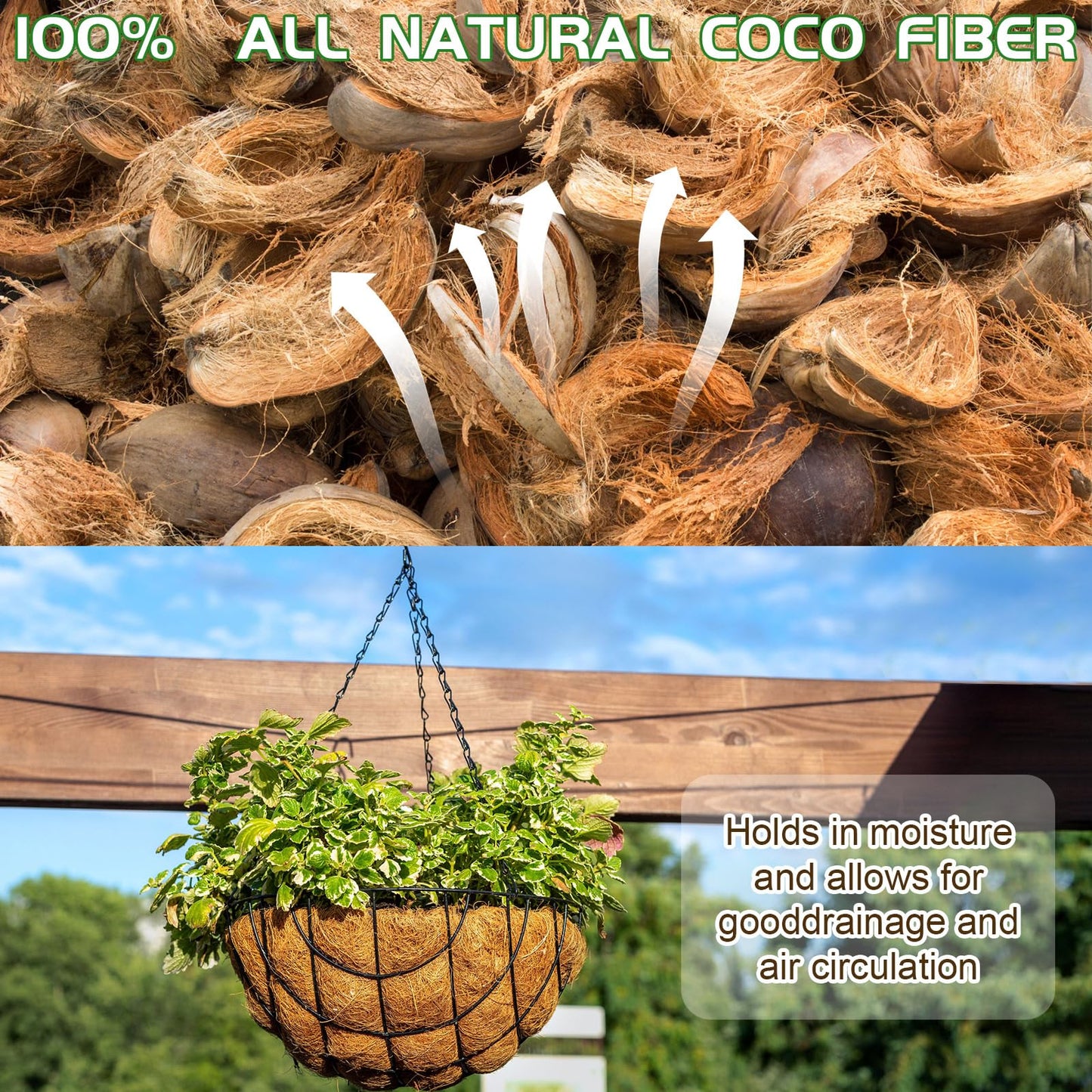 Singhoow 6 Pcs 12 Inch Half Round Replacement Coco Liner Half Circle Coconut Fiber Replacement Coco Liners Hanging Basket for Hanging Basket Wall Baskets Garden Planter Flower Pot