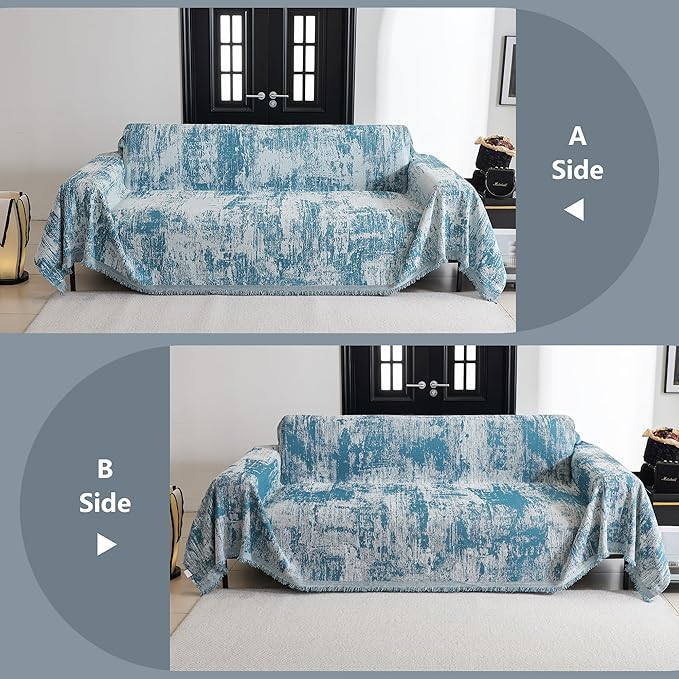 MYSKY HOME Sectional Couch Cover Sage Abstract Geometric Sofa Covers