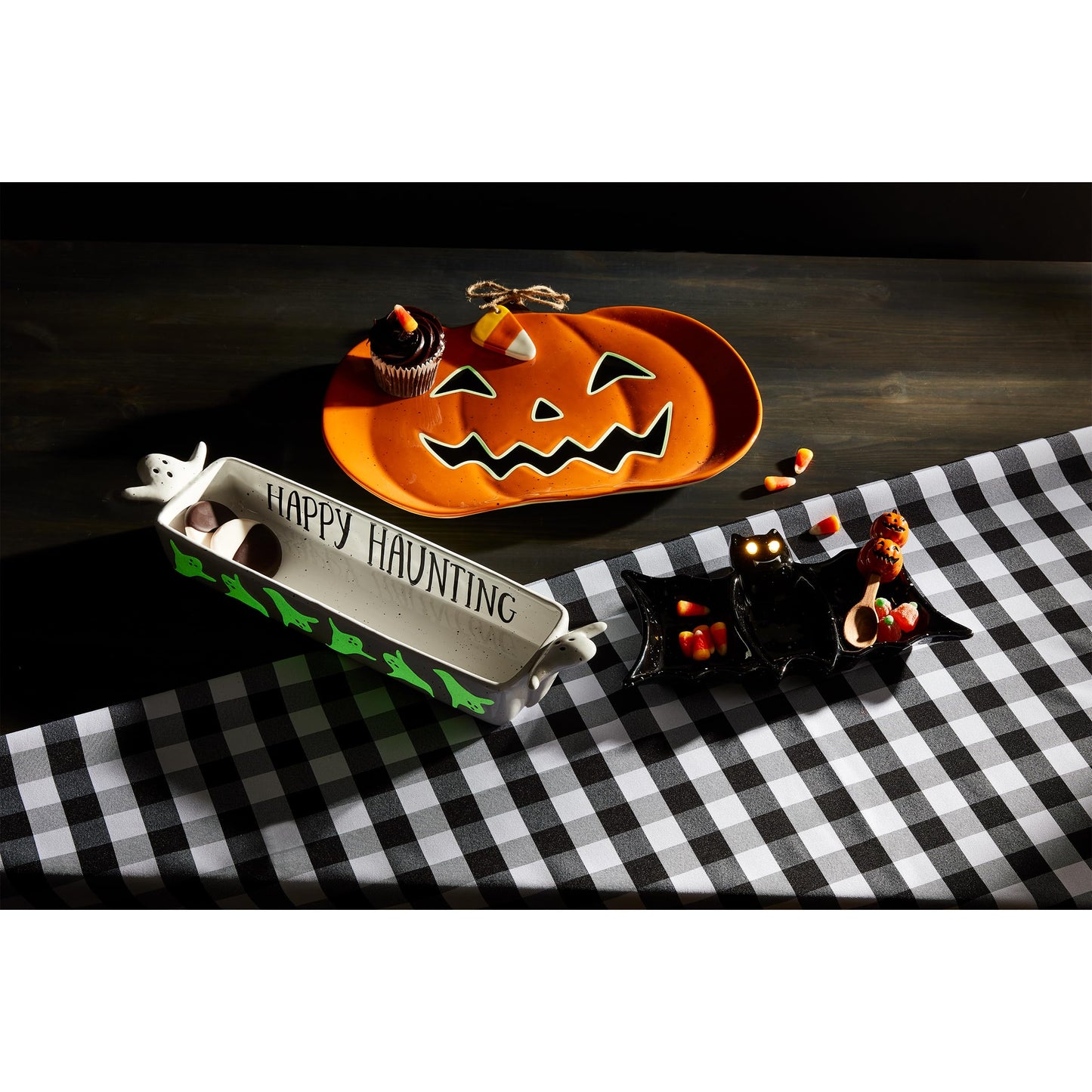 Mud Pie Pumpkin Glow In Dark Platter; 12" x 16"