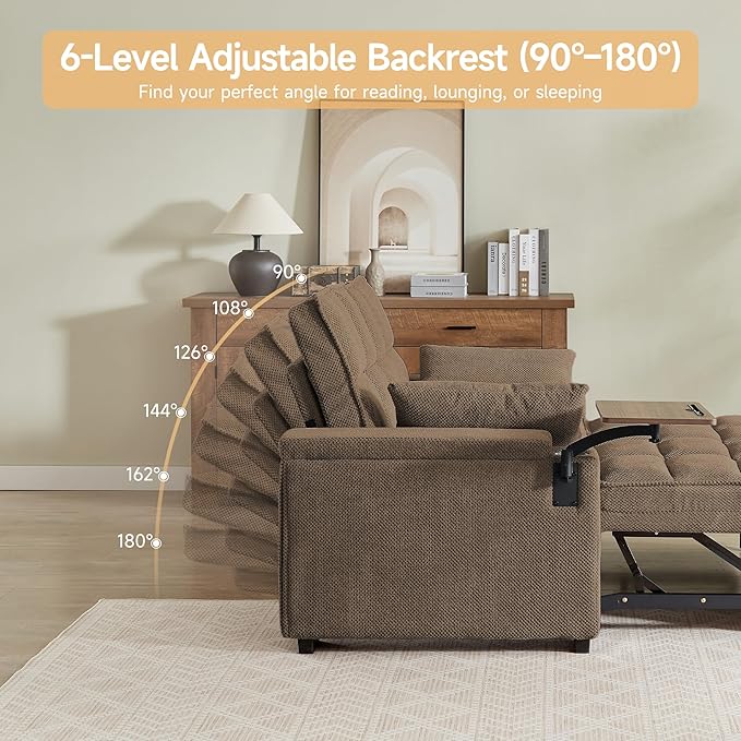 Auvsoce 65'' Chaise Lounge Chair Indoor, 3-in-1 Convertible Sofa Bed