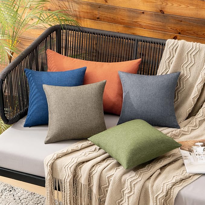 MIULEE Pack of 2 Decorative Outdoor Solid Waterproof Throw Pillow Covers Faux