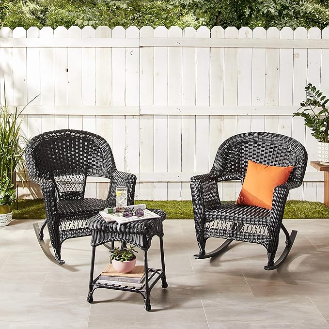 Jeco 3 Piece Rocker Wicker Chair Set
