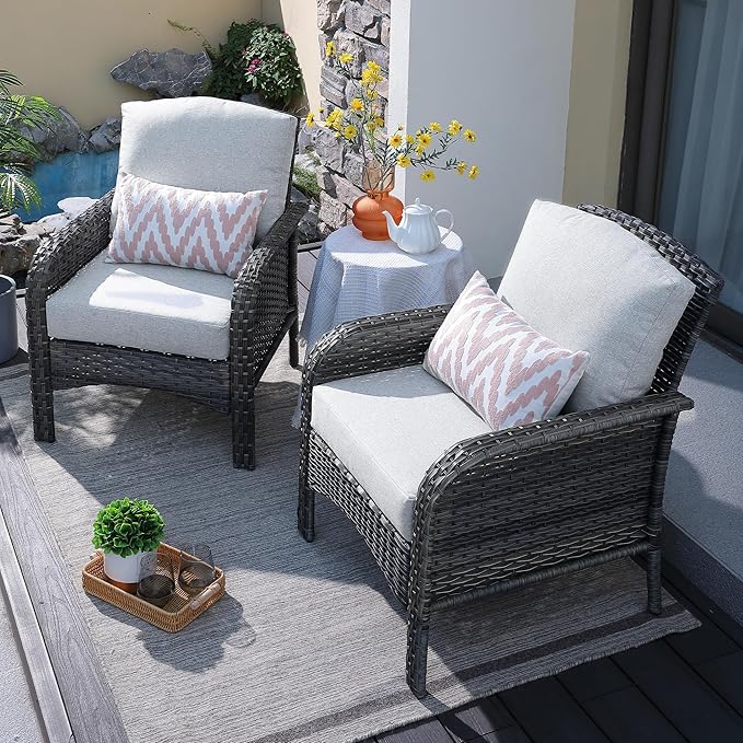ovios 2-Piece Patio Furniture Set, Outdoor Wicker Sofa