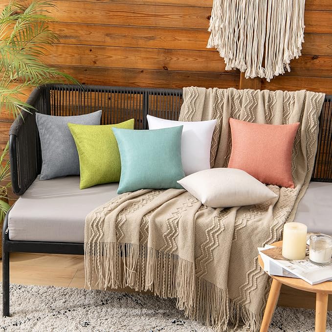 MIULEE Pack of 2 Decorative Outdoor Solid Waterproof Throw Pillow Covers Spring