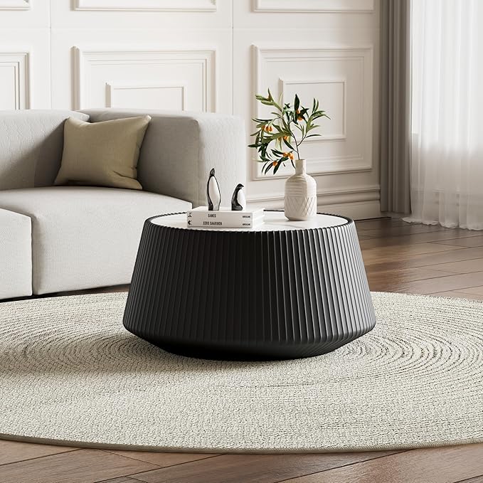 26.77" Marble Coffee Table, Modern Cup Shaped Coffee Table