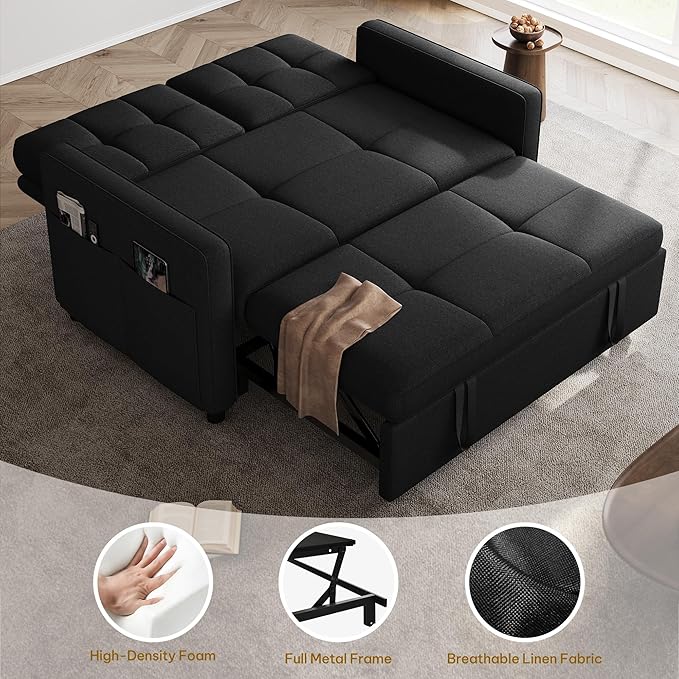 DWVO 55" Convertible Sofa Bed, 3-in-1 Sleeper Sofa