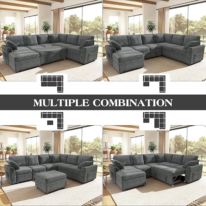 Ihanherry 7-Seater Large Sectional Sofa Bed