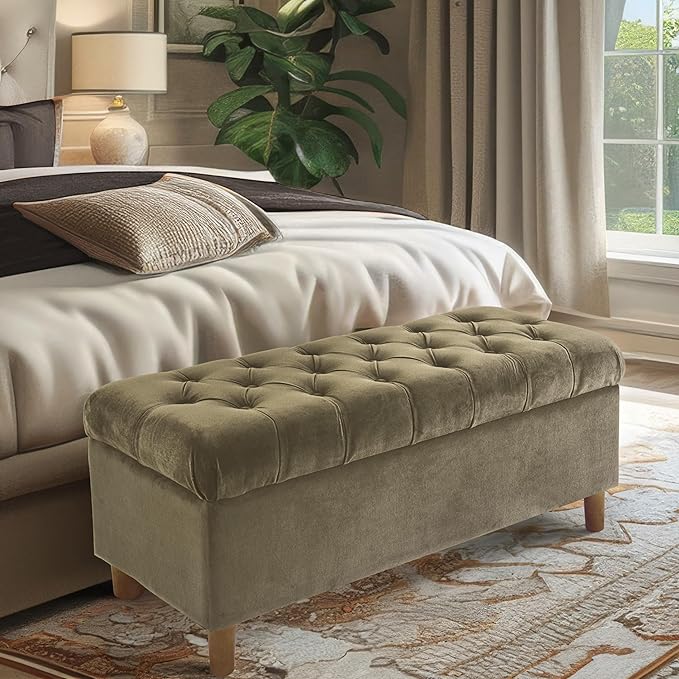 Homepop Home Decor | Tufted Ainsley Button Storage Ottoman Bench