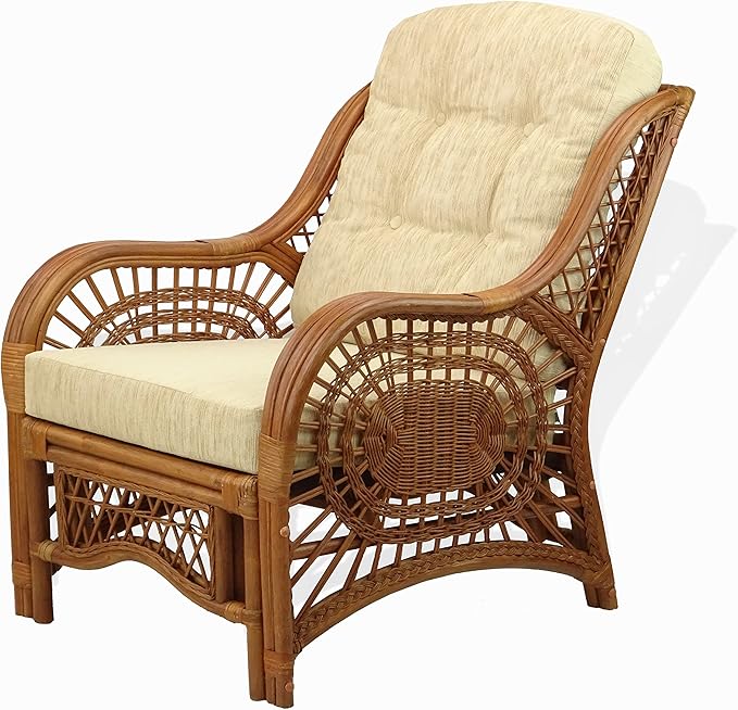 Malibu Lounge Living Accent Armchair Natural Rattan Wicker Handmade Design