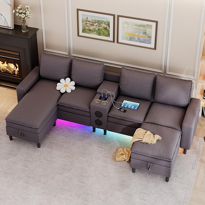 Sectional Couches for Living Room, 4 Seat Sectional Sofa