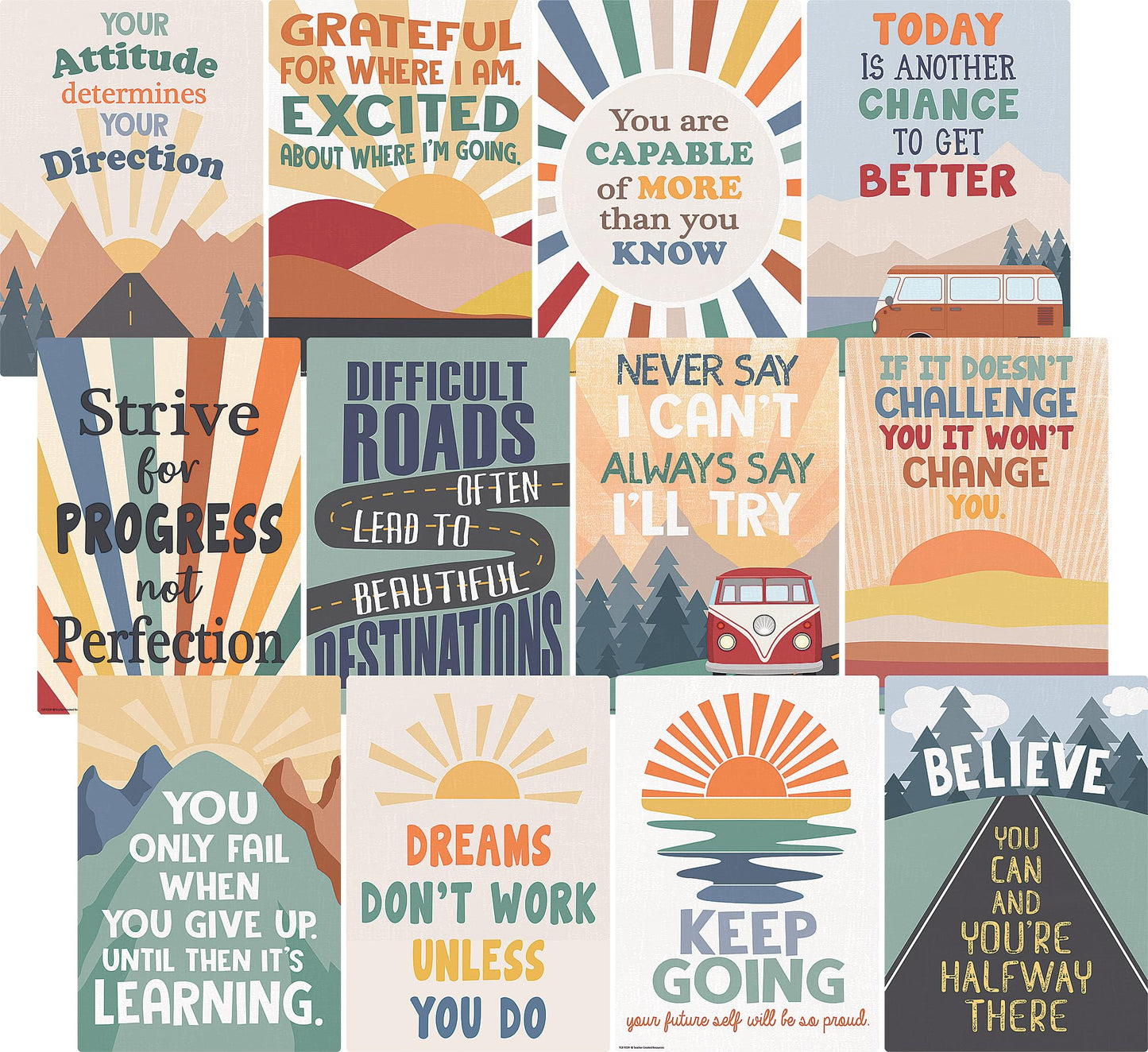 Teacher Created Resources Moving Mountains Road Trip Positive Sayings Educational Poster Pack (TCR9229)