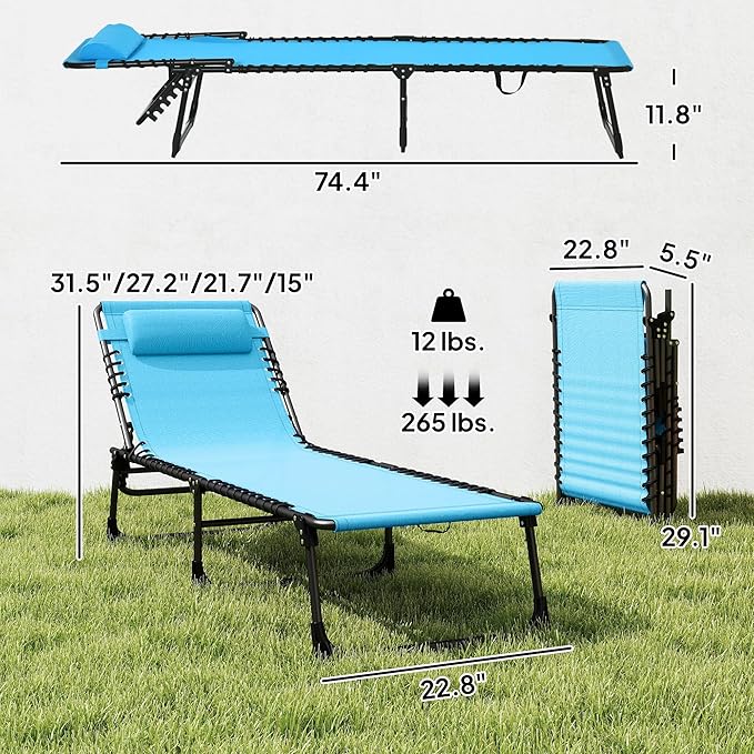 Outsunny Folding Chaise Lounge Chair, Patio Sun Tanning Chair, Outdoor Chaise