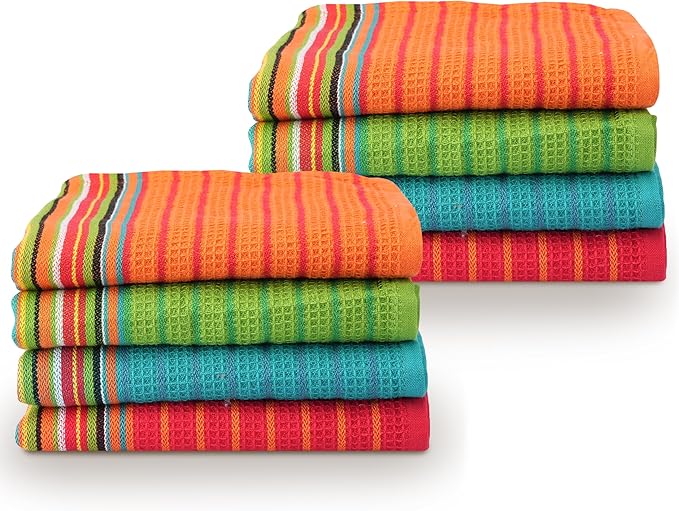 TEXAS LINEN CO. Kitchen Dish Towels, 100% Cotton Salsa Towels, Highly Absorbent