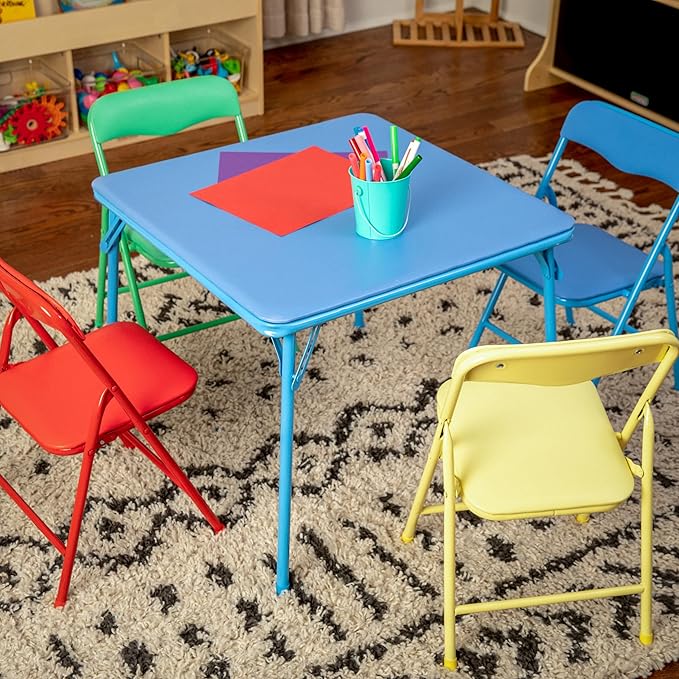 Flash Furniture Mindy Kids 5-Piece set Folding Square Table and Chairs Set