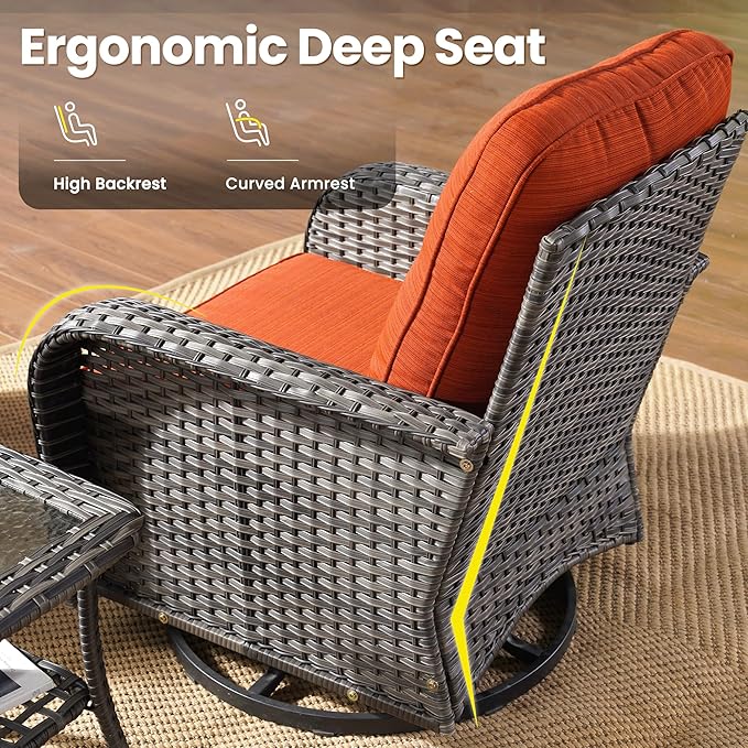 ovios 3-Piece Patio Furniture Set, Outdoor Wicker Sofa