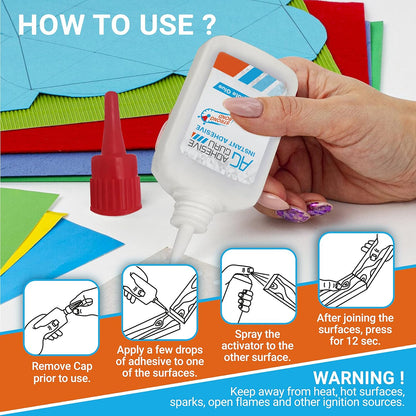 Adhesive Guru CA Glue with Activator Woodworking (2 x 0.9 oz - 2 x 3.38 fl oz) Ca Glue for Woodworking, Cyanoacrylate Glue and Activator (2 Pack)