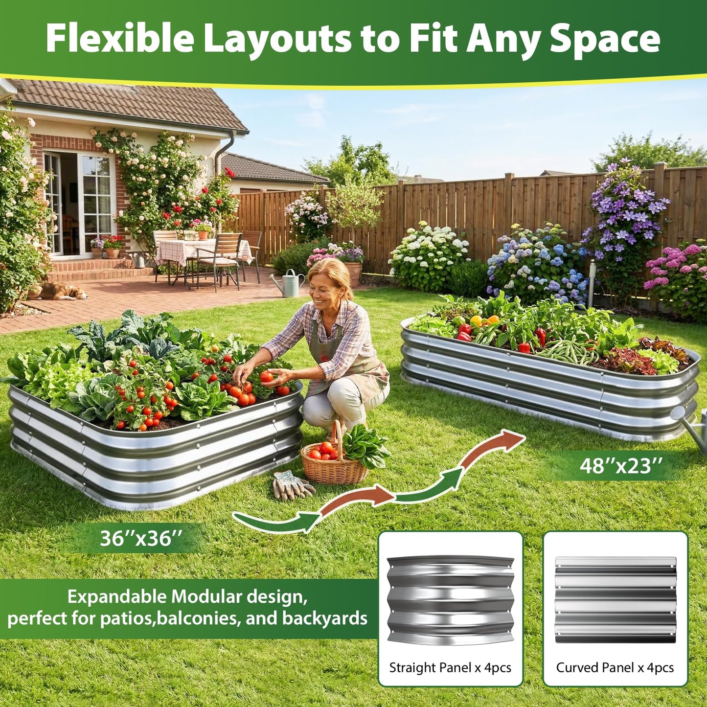 Galvanized Raised Garden Bed 3x3 ft, Heavy Duty Metal Planter Box for Vegetables, Flowers & Herbs, 12" Raised Outdoor Modular Gardening Bed, Above Ground Growing Container, Easy Assembly, Silver