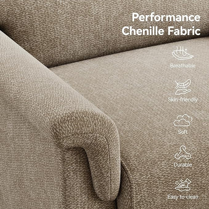 Mid Century Modern Accent Chairs Set of 2, Chenille Comfy Living Room Arm Chairs