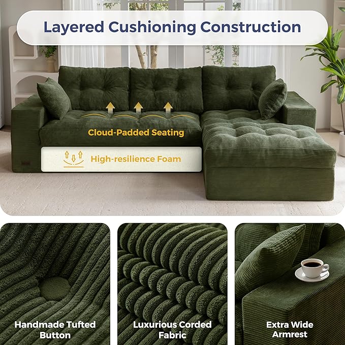 MAXYOYO 104" L Shaped Modular Sectional Sofa