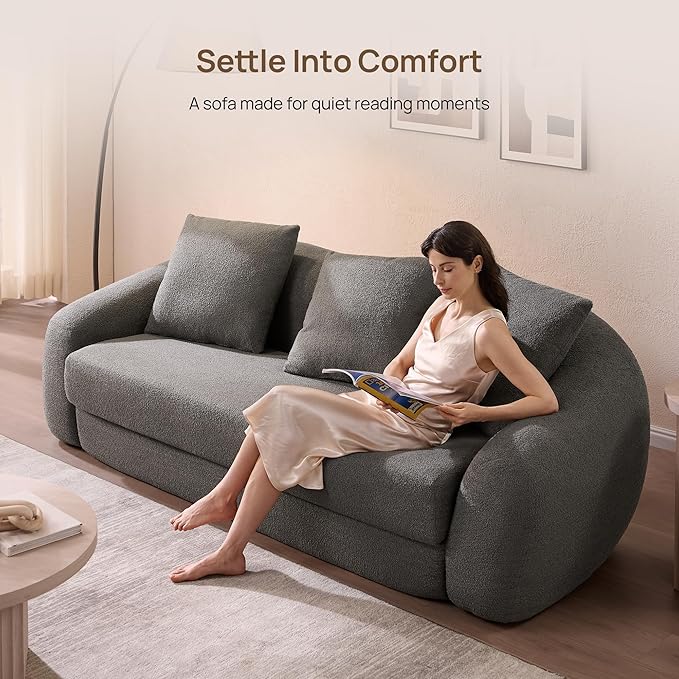 SICOTAS Curved Sofa Couch Bed for Living Room Convertible Futon Cloud Boneless