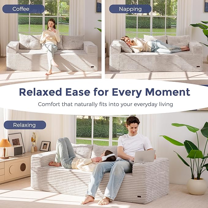 MAXYOYO 79" Oversized Boneless Loveseat Sofa Couch