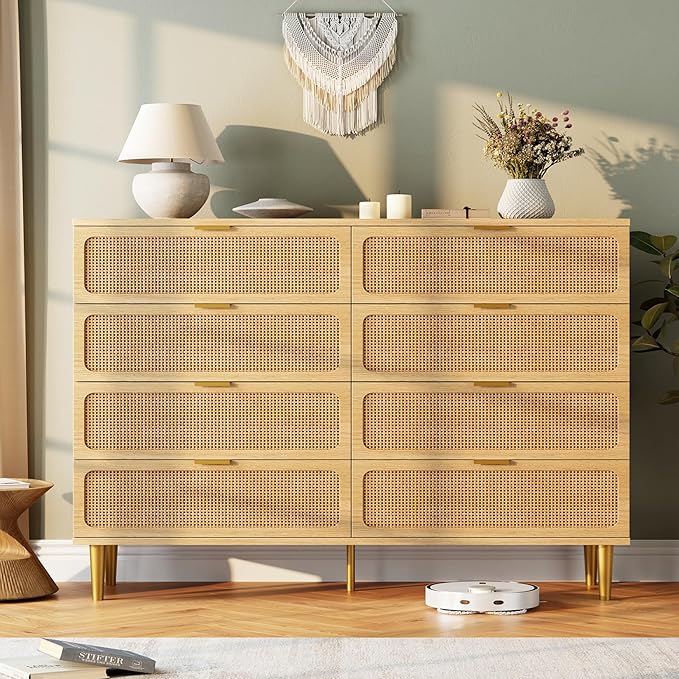 GarveeHome Rattan 8 Drawer Dressers
