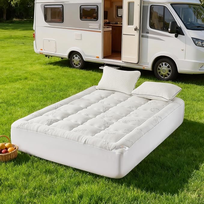 BEDLORE RV Queen Mattress Topper Viscose Derived from Bamboo, Pillow Top