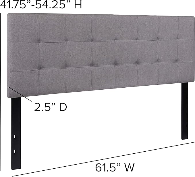 Flash Furniture Bedford Tufted Upholstered Queen Size Headboard in Light Gray