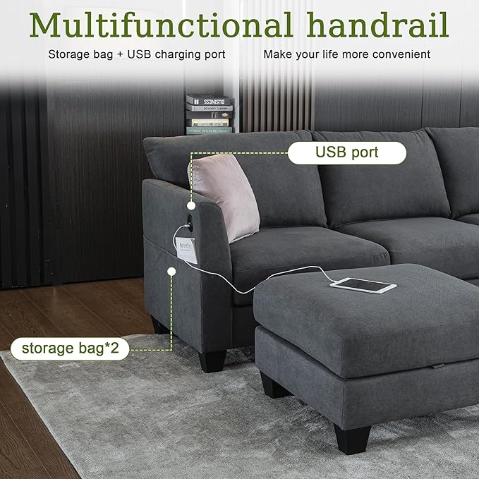150.4" Large Sectional Couches for Living Room, 8 Seater L Shaped Modular