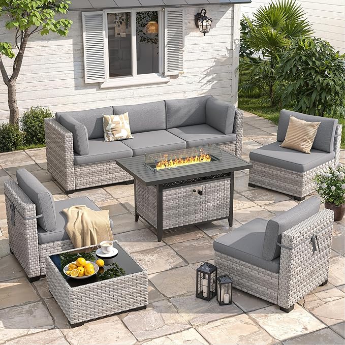 6-Seat Modern Outdoor Wicker Rattan Patio Furniture Set