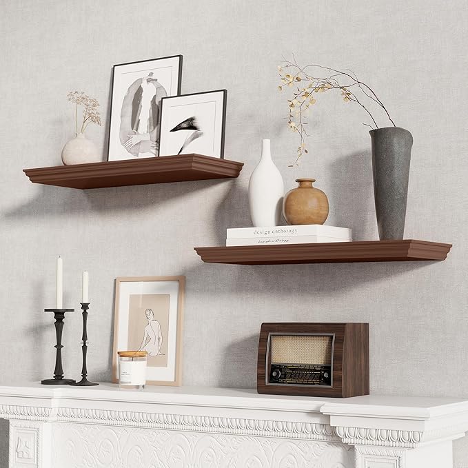Fun Memories Floating Shelves 24 Inch Long, 9.3 Inch Deep Classic Crown Molding