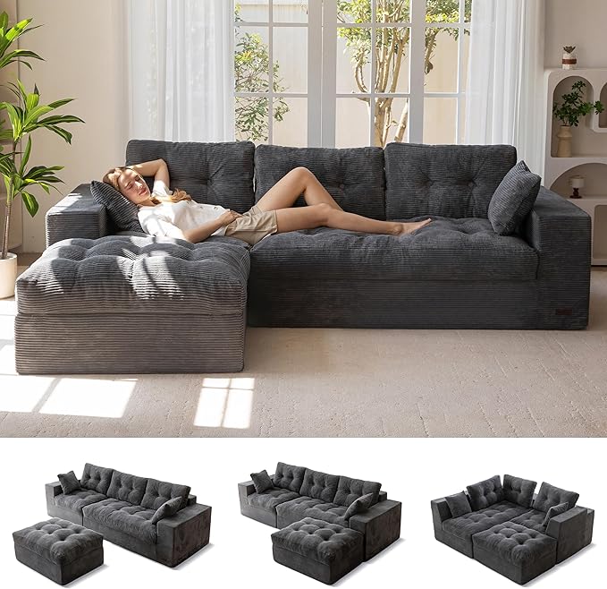 MAXYOYO 104" L Shaped Modular Sectional Sofa