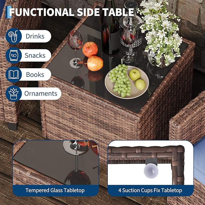 Garvee Outdoor Wicker Chairs, 3 Pieces Patio Furniture Set, All Weather High