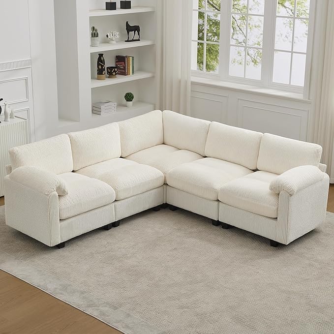 87'' V-Shaped Sectional Sofa Couch, 5-Seater Modular Couches