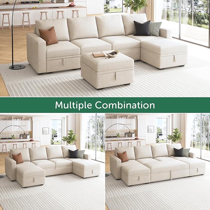 HONBAY Modular Sectional Sleeper Sofa Bed, Sectional Couch