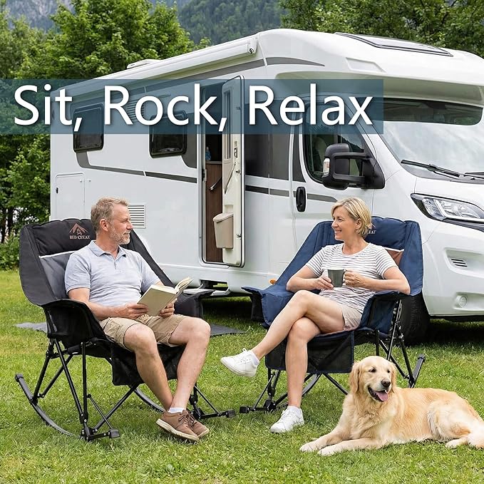 400lbs Rocking Camping Chair, Oversized Heavy Duty XL Folding Rocker
