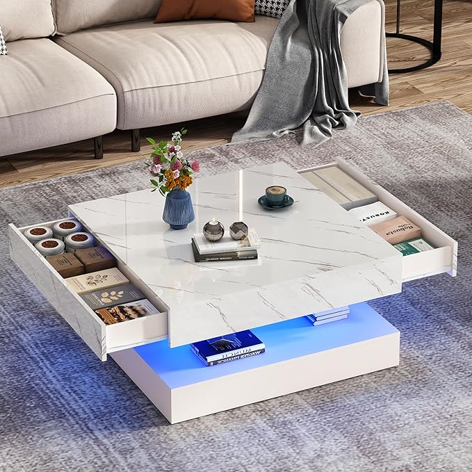 jiteentarou 33.9 Inch Modern LED Coffee Table