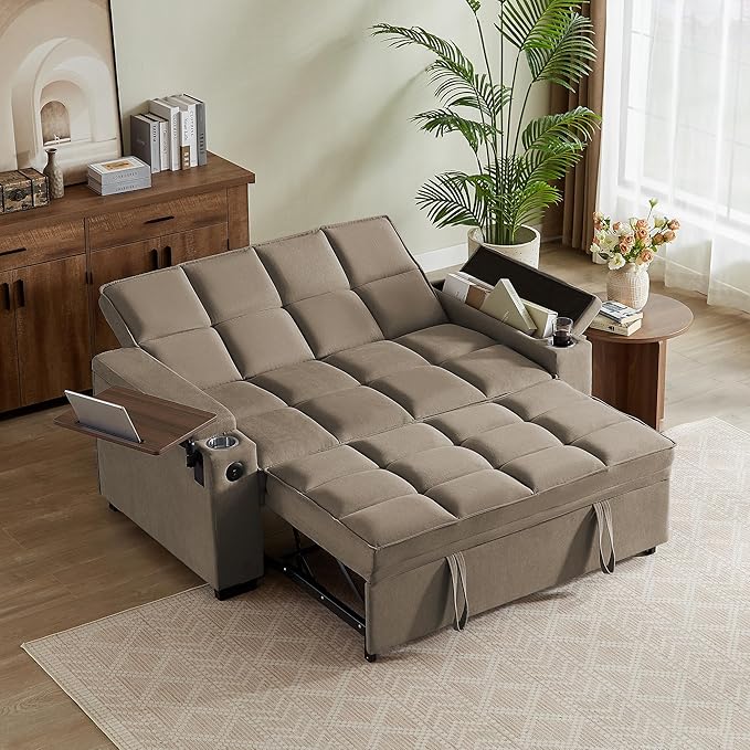 Auvsoce 65" Sleeper Sofa Bed Loveseat, Convertible Couch