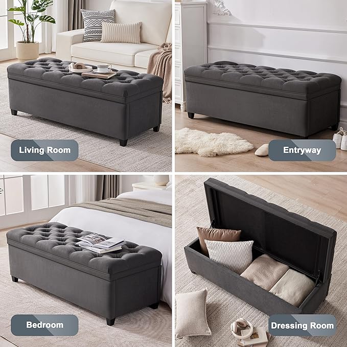 Mangodan 50" Storage Ottoman Bench, Tufted Ottoman