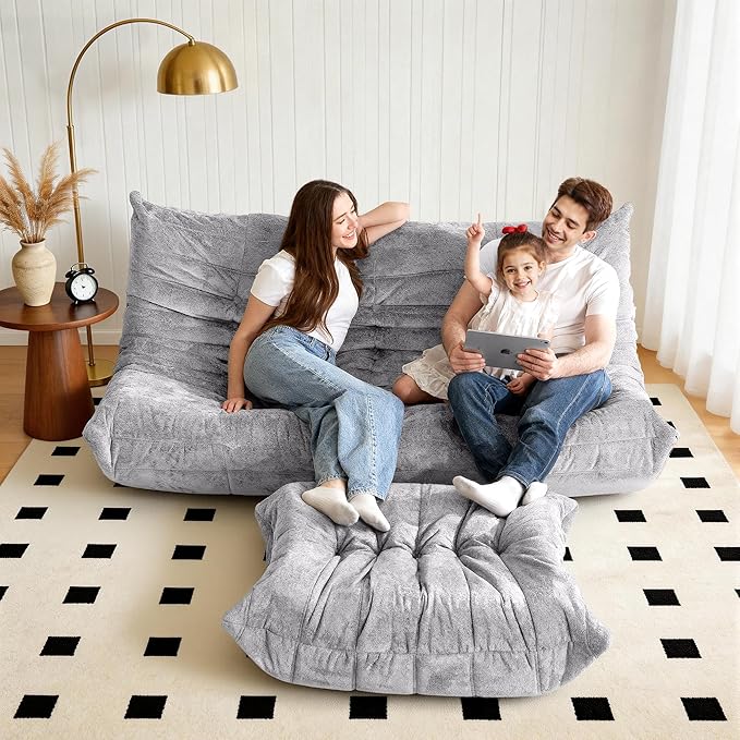 Bean Bag Ottoman, Memory Foam Lazy Bean Bag Sofa, Fireside Chair Foot Rest