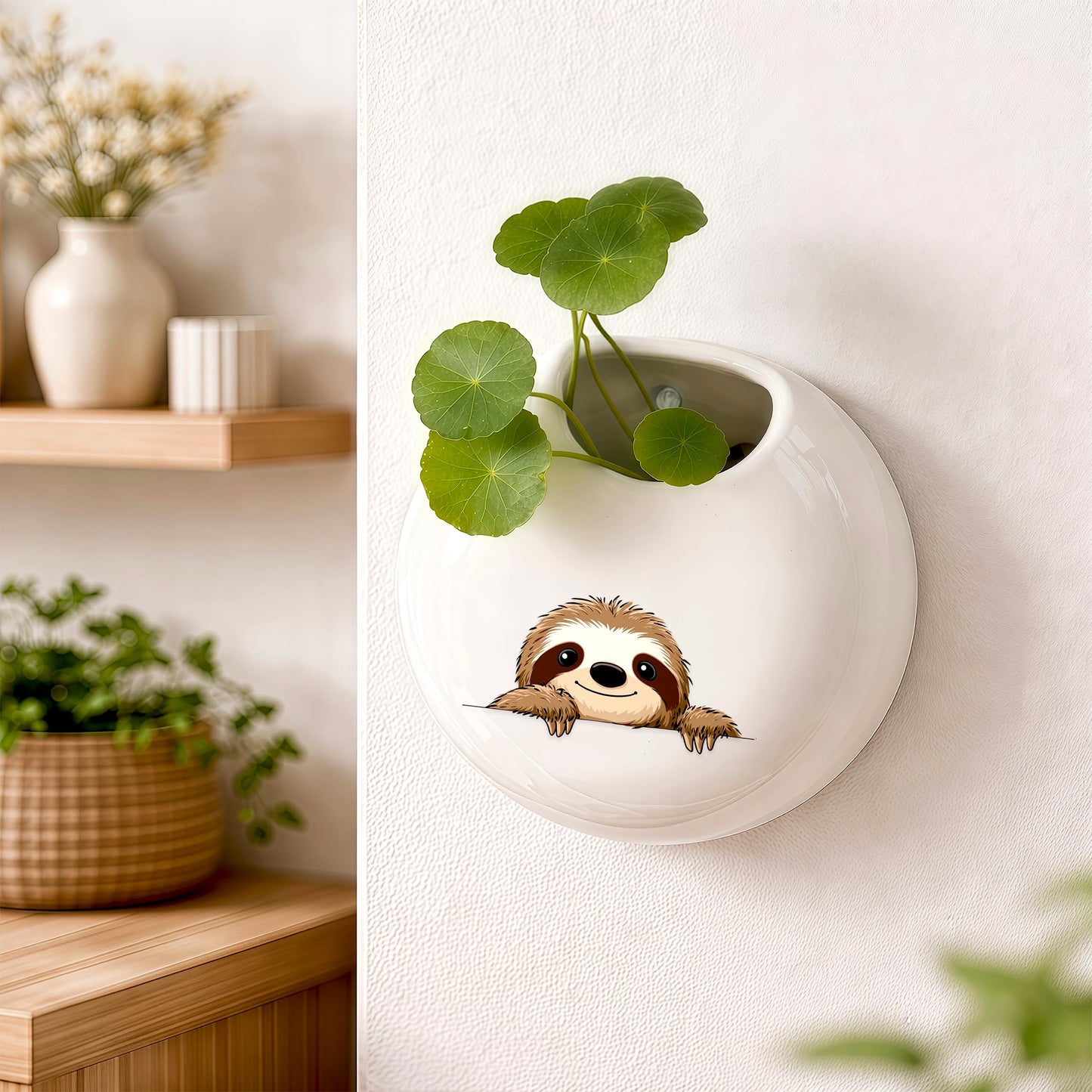BJDAMAI Sloth Small Wall Planters for Indoor Outdoor Pots Ceramic, Gifts for Women Teens Girls Kids, Sloth Lovers Themed Gifts Decor Stuff Things Items!
