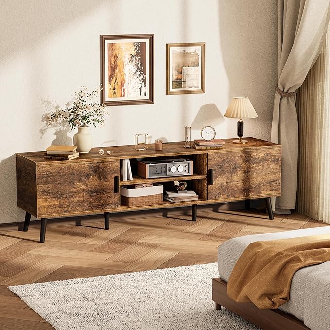 SUPERJARE TV Stand for 55, 65 Inch TV, 63 Inch Entertainment Center