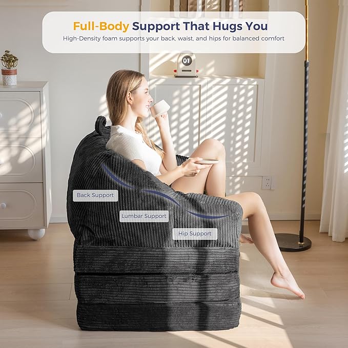 MAXYOYO Folding Sofa Bed with Backrest, Boneless Fold Out Couch Bed with Handle