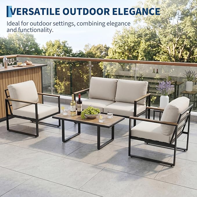 GarveeLife 4 Piece Outdoor Patio Furniture Set