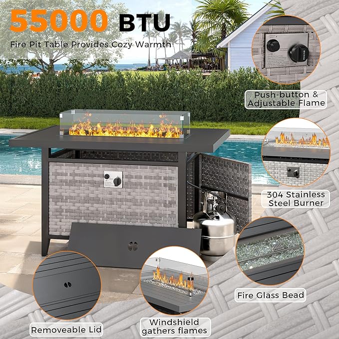 8-Seat Outdoor Wicker Patio Furniture Set
