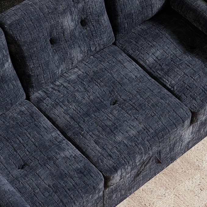 Convertible Sleeper Sofa Bed, 63 Inch Chenille Pull Out Couch