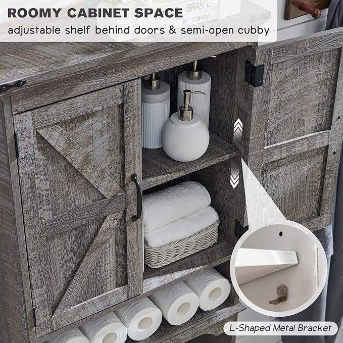 ACCOHOHO Over The Toilet Storage Cabinet, Farmhouse Bathroom Cabinet