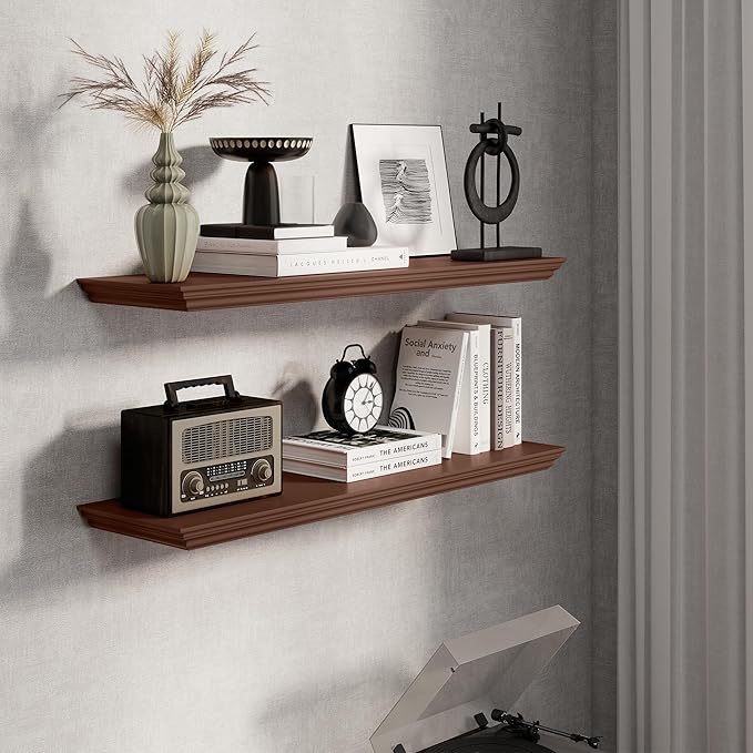 Fun Memories Floating Shelves 36 Inch Long, 9.3 Inch Deep Classic Crown Molding