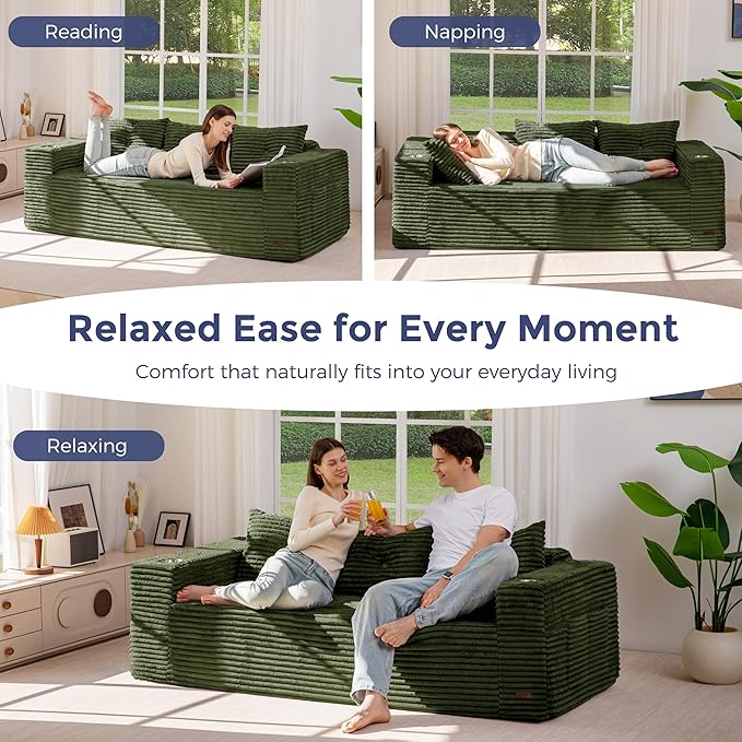 MAXYOYO 79" Oversized Boneless Loveseat Sofa Couch