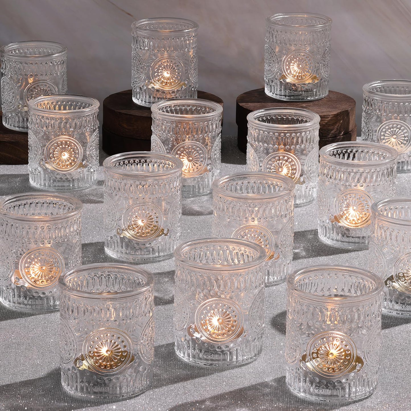 30 Pcs Clear Glass Votive Candle Holders, Wedding Tealight Holders